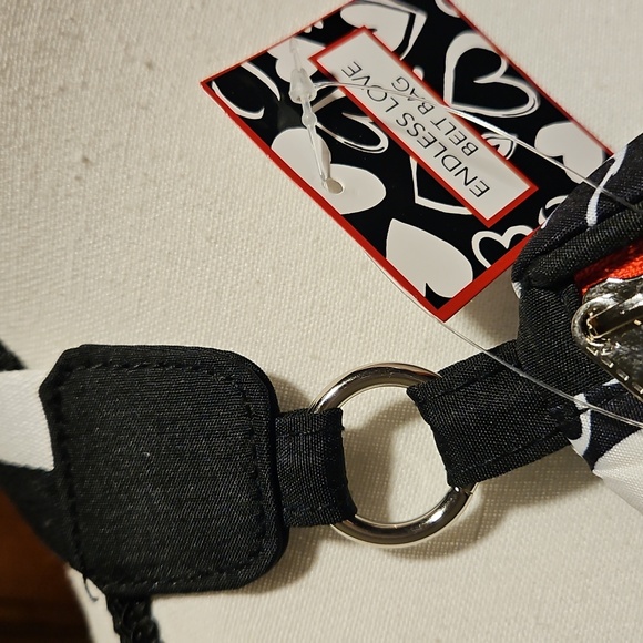 Brighton Fanny Pack Belt Bag Endless Love Black Red White Polka Dot Interior - Picture 3 of 12
